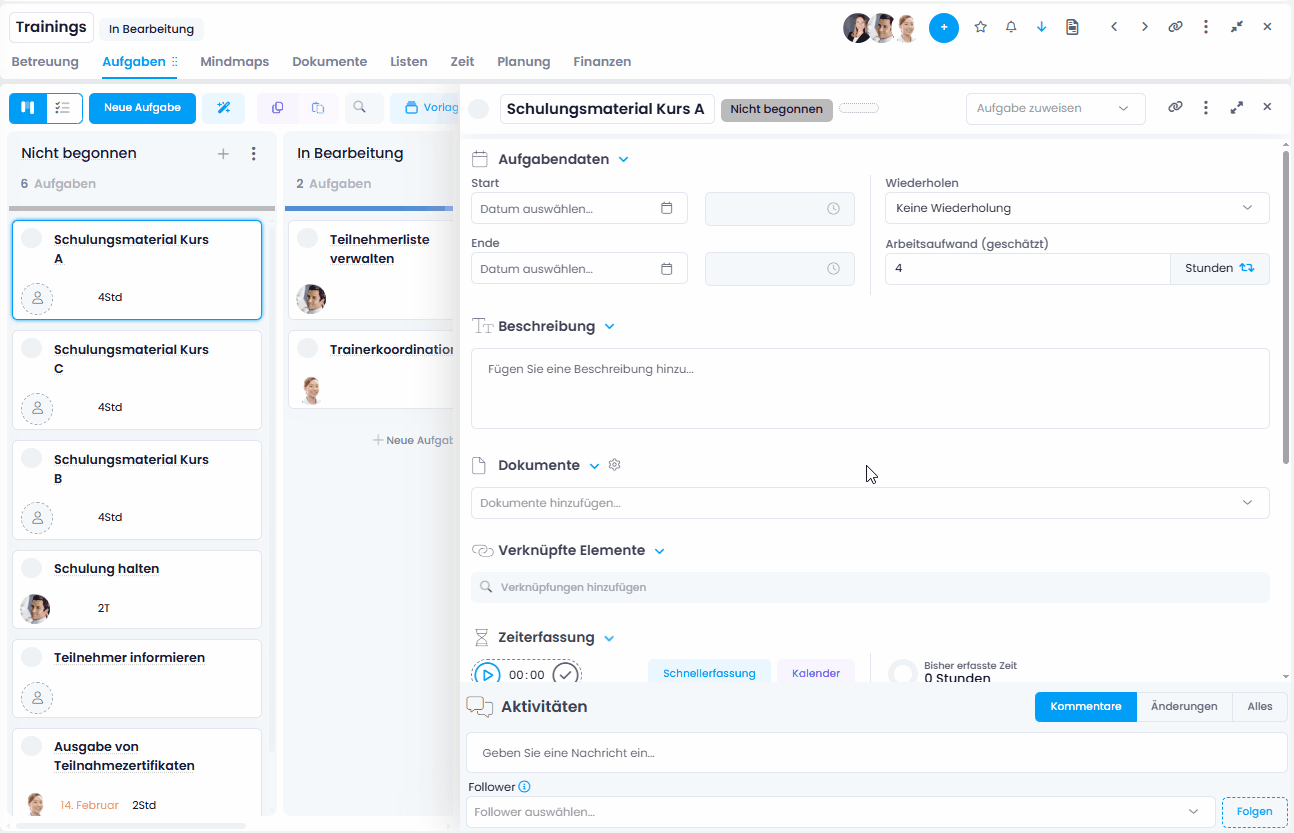 Anpassbares Seitenpanel in InLoox