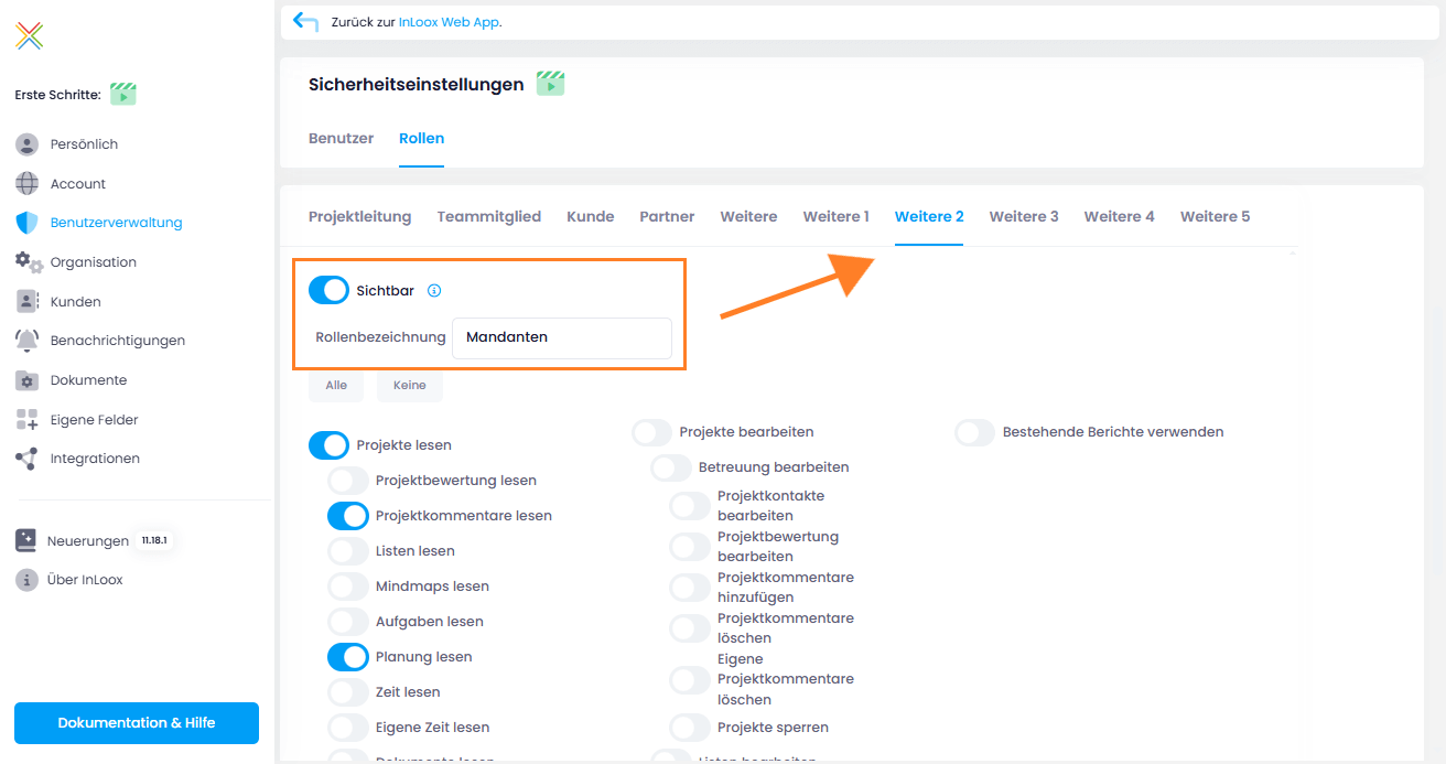 Erweiterbare Projektrollen