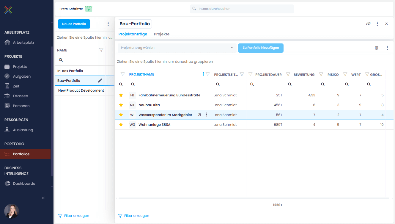 Portfoliomanagement in InLoox
