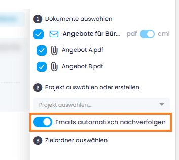 E-Mails der selben Konversation automatisch in Projekt übertragen