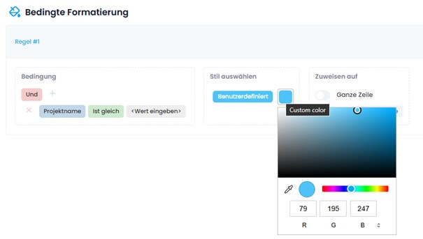 Benutzerdefinierte Farben in Bedingter Formatierung einstellen