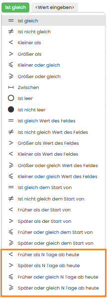 Datumsvergleiche in bedingter Formatierung