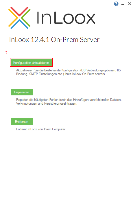 InLoox On-Prem Server Konfiguration aktualisieren