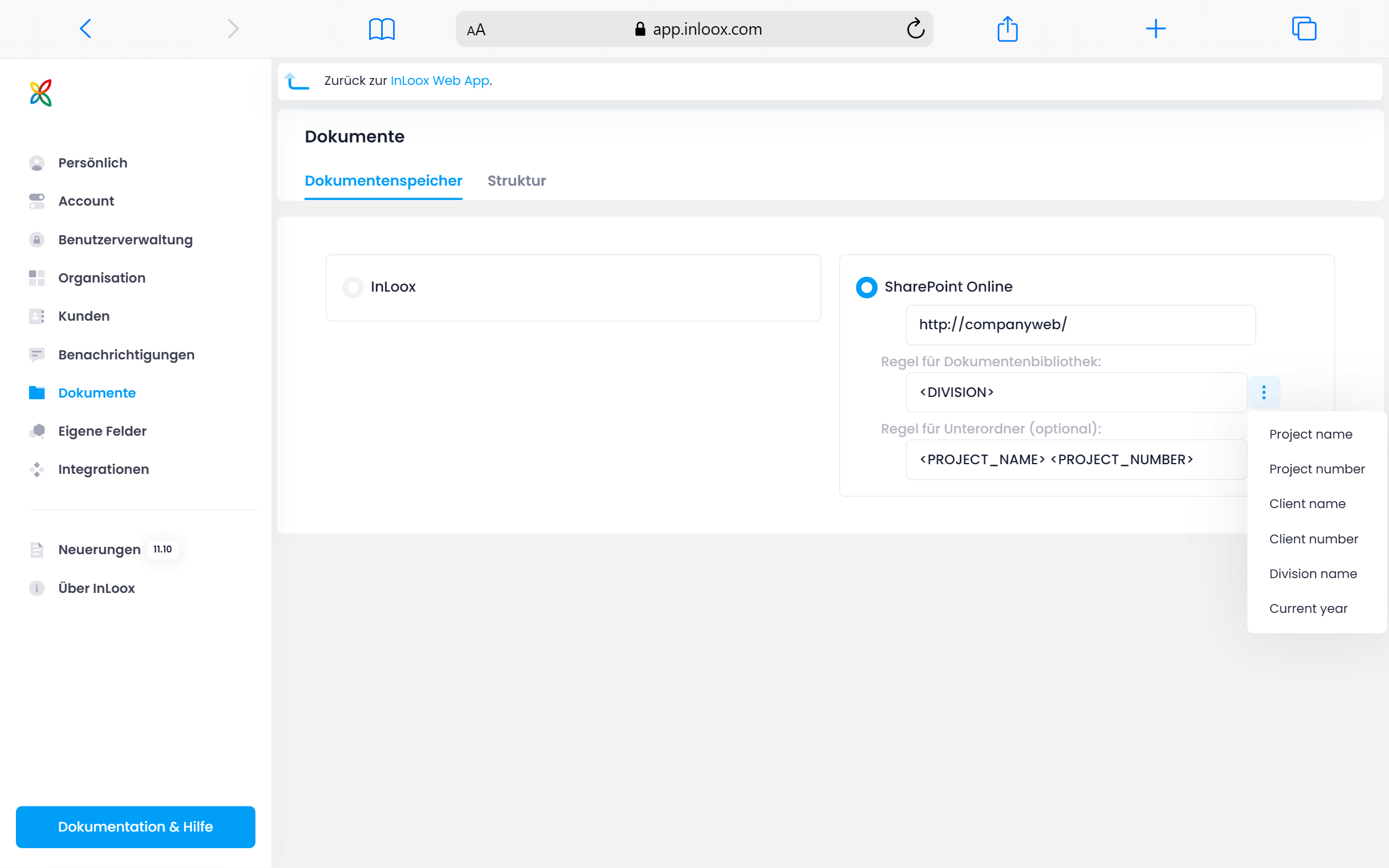 InLoox: Dokumentenablage in Microsoft SharePoint Online