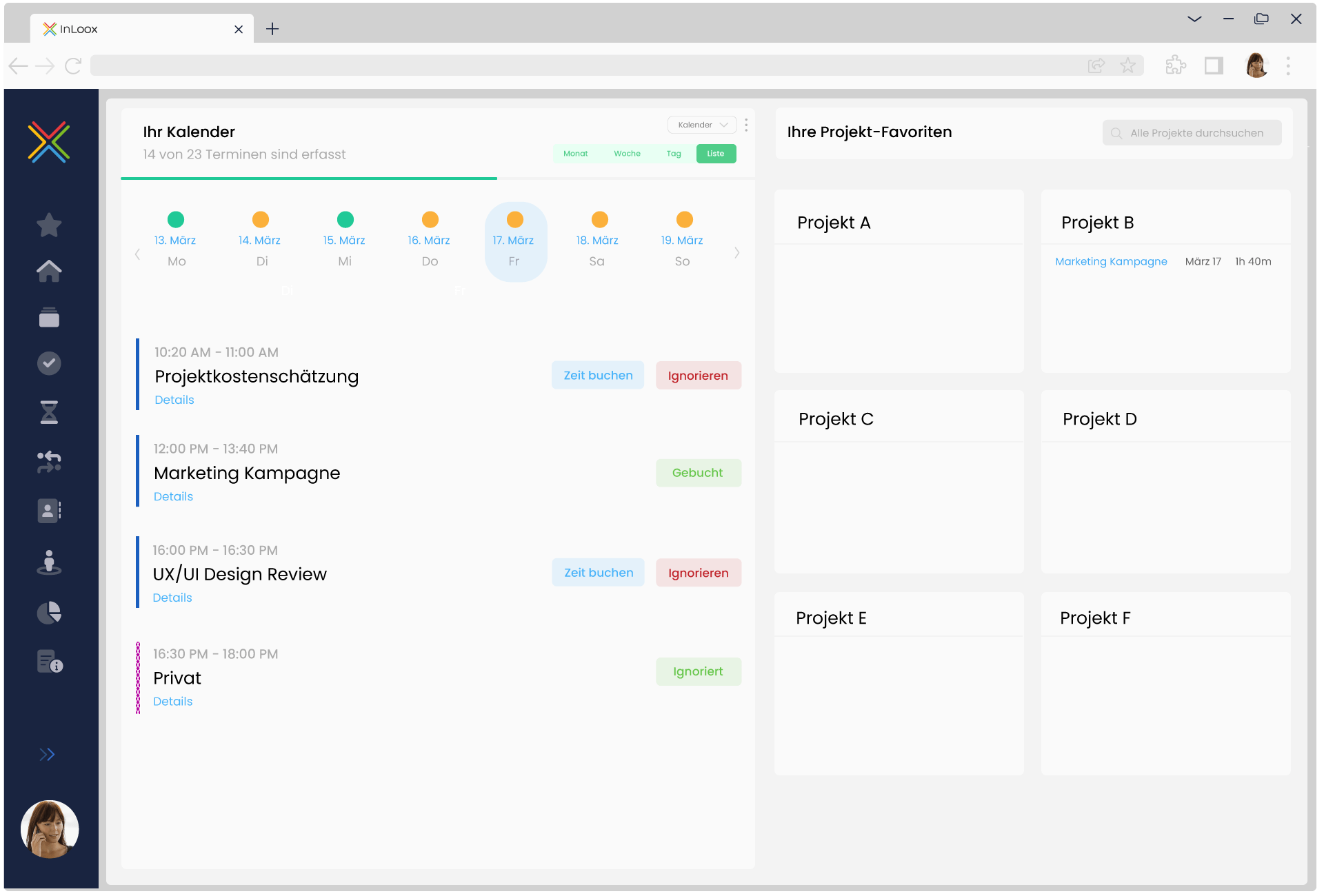 Outlook Kalendereinträge auf InLoox Projekte verbuchen