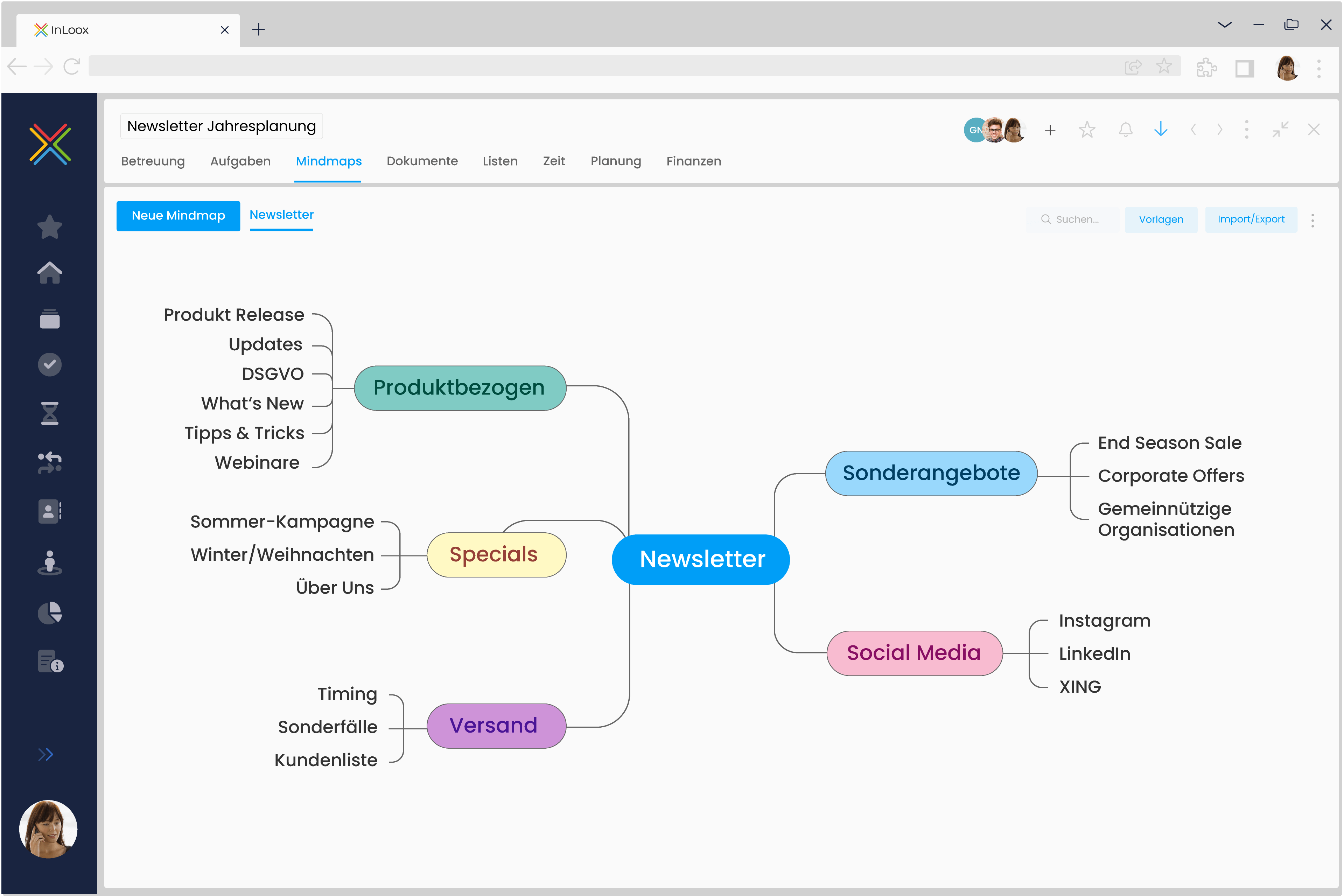 Brainstorming mithilfe von Mindmaps in InLoox