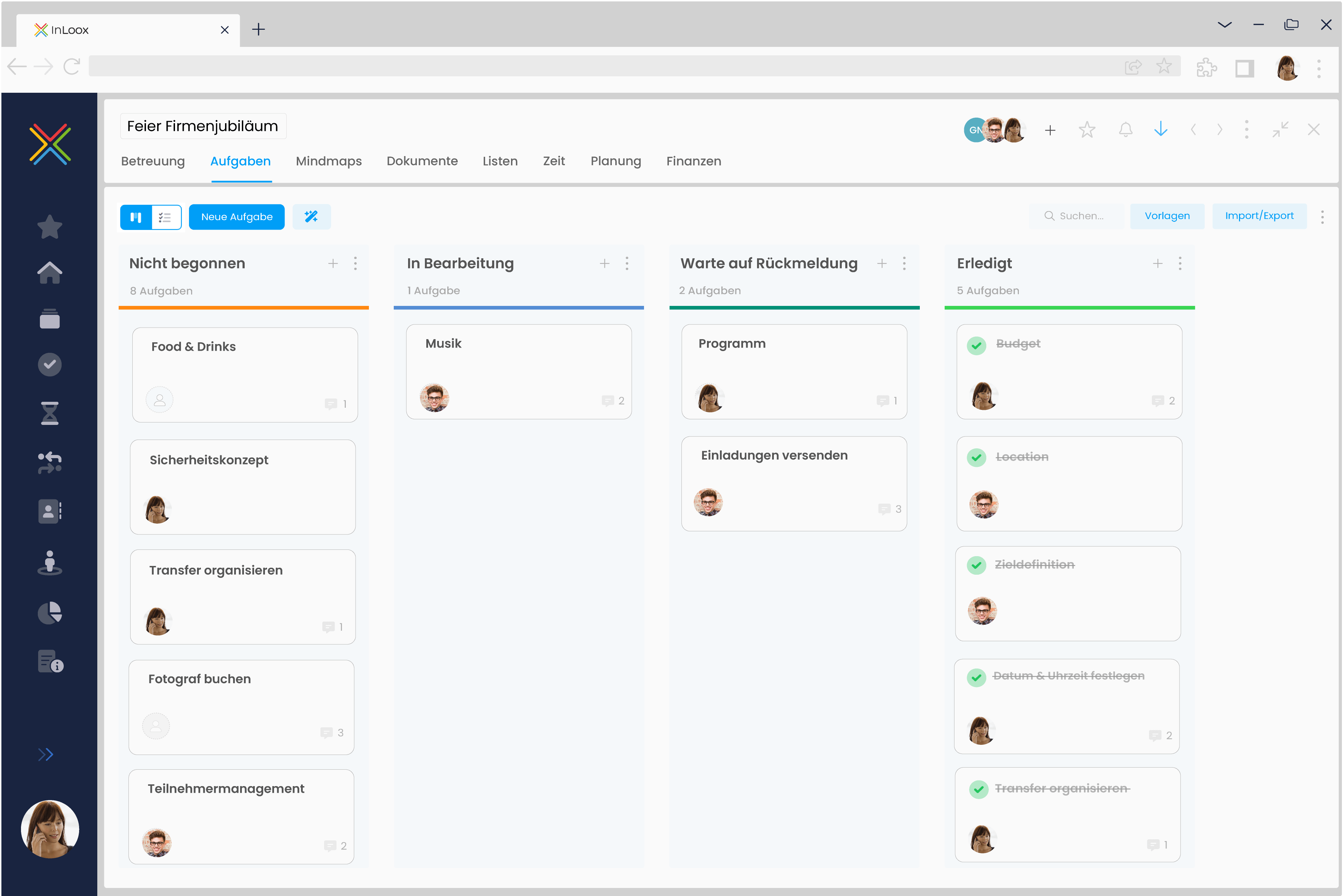 Kanban Board für agiles Aufgabenmanagement in InLoox