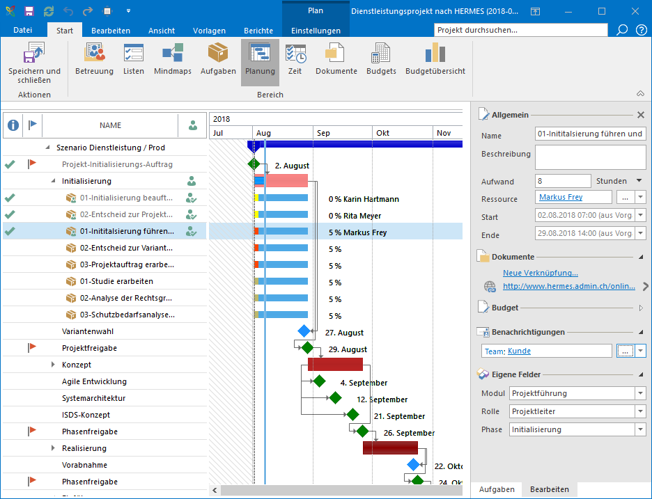 <b>Projektplanung</b> – Mit den HERMES-Vorlagen schnell und einfach einen Gantt-Plan erstellen.