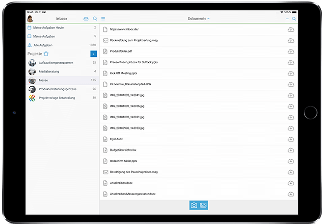 <b>InLoox für iOS und Android</b> - Laden Sie Projektdokumente und Fotos bequem von jedem Ort hoch