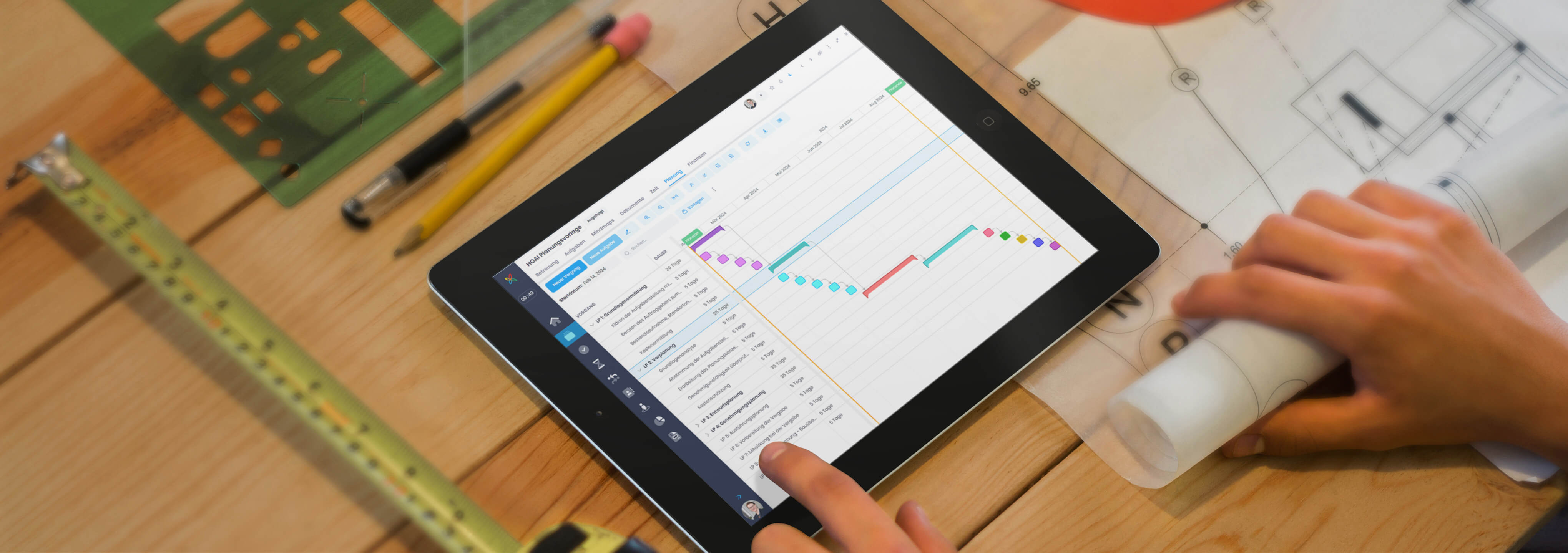 InLoox Bauprojektplan: Gantt-Vorlage nach HOAI