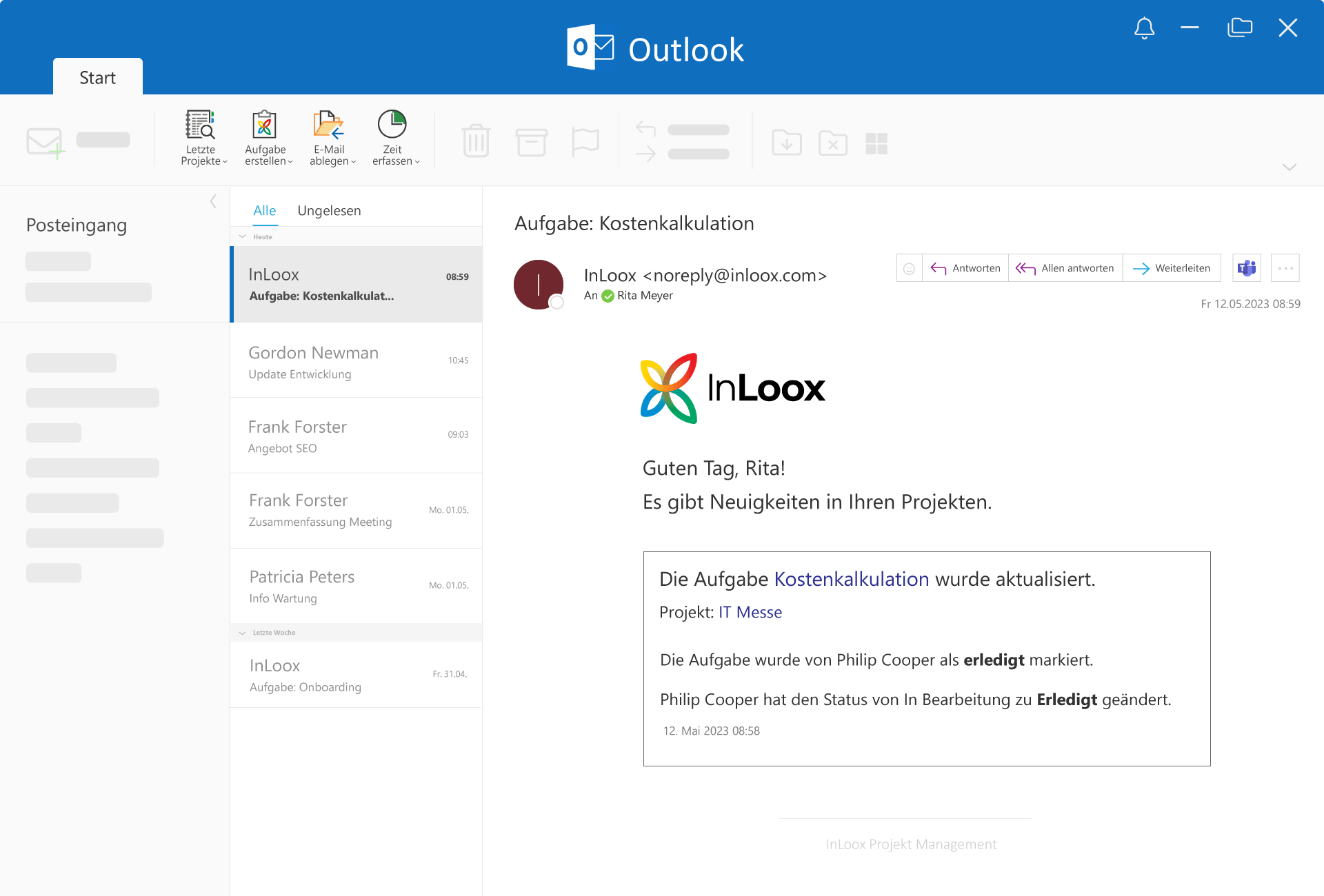 Idealerweise informiert die PM-Software automatisch über Änderungen im Projekt. ©InLoox GmbH