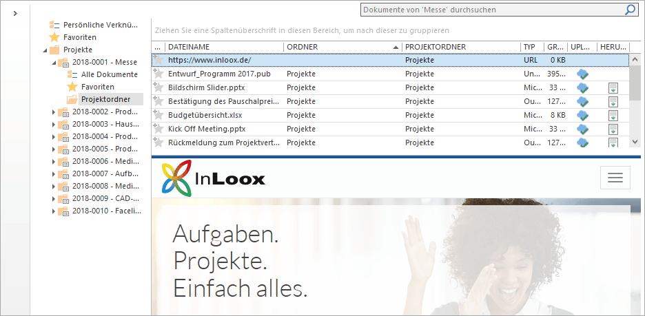 Projektmanagement im Maschinen- und Anlagenbau: Dokumentenmanagement in InLoox für Outlook