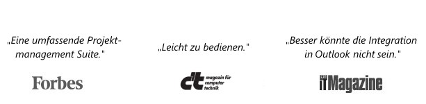 InLoox ist unter anderem bekannt aus Forbes, c't, ITMagazine, Business&IT,c'net und PCMagazin